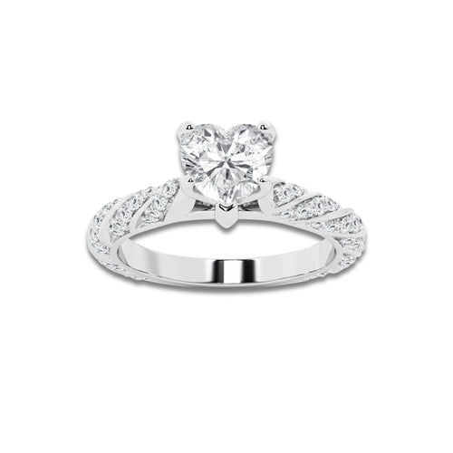 1.19 ctw Heart Lab-Grown Diamond Twisted Band Engagement Ring in Platinum for Women | Colorless E, VS1 Clarity, IGI Certified 0.75 ct Center Diamond