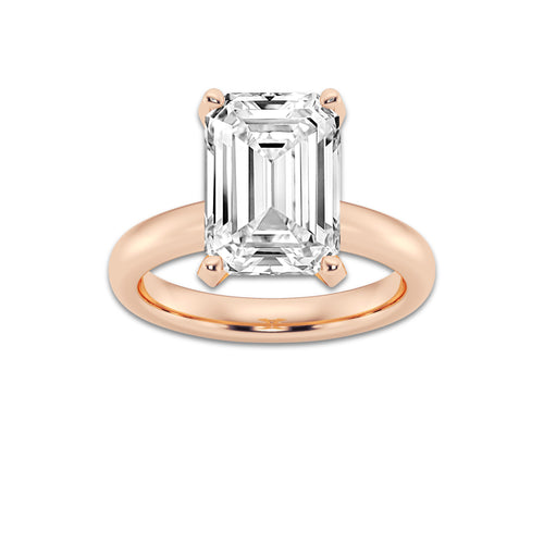 5.00 ctw Emerald Lab-Grown Diamond Minimalist Engagement Ring in 14K Rose Gold for Women | D Color, VVS1 Clarity, IGI Certified