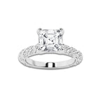 2.44 ctw Asscher Lab-Grown Diamond Twisted Band Engagement Ring in 14K White Gold for Women | Colorless E, VS1 Clarity, IGI Certified 2.00 ct Center Diamond