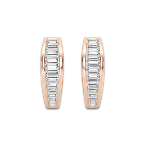 5/8 ctw Baguette Lab Grown Diamond Huggie Hoop Earrings 14K Rose Gold, DE, VS1