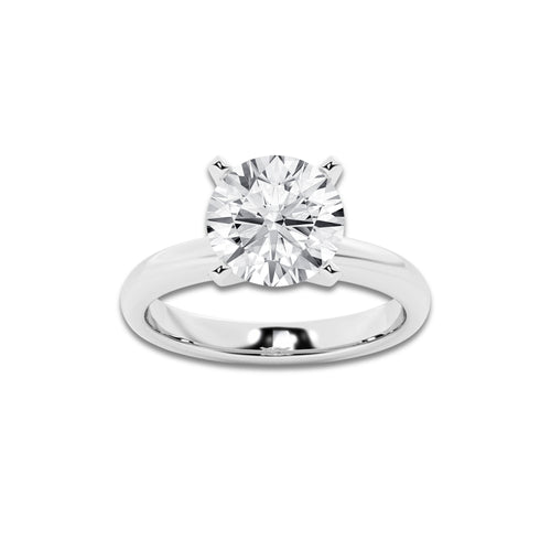 3.00 ctw Round Lab-Grown Diamond Minimalist Engagement Ring in Platinum for Women | E Color, VS1 Clarity, IGI Certified