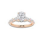 1.41 ctw Oval Lab-Grown Diamond Marquise Side Stone Engagement Ring in 14K Rose Gold for Women | Colorless D, VVS1 Clarity, IGI Certified 1.00 ct Center Diamond