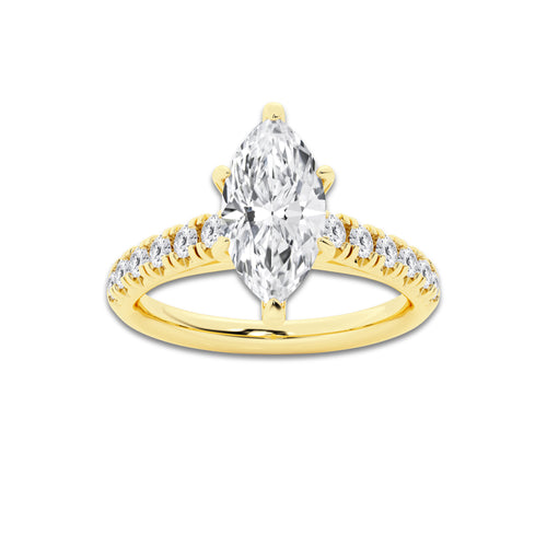 1.91 ctw Marquise Lab-Grown Diamond Pave Engagement Ring in 14K Yellow Gold for Women | D Color, VVS1 Clarity, IGI Certified 1.50 ct Center Diamond