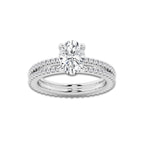 2.19 ctw Oval Lab-Grown Diamond Double Row Diamond Engagement Ring in 14K White Gold for Women | Colorless D, VVS1 Clarity, IGI Certified 1.50 ct Center Diamond