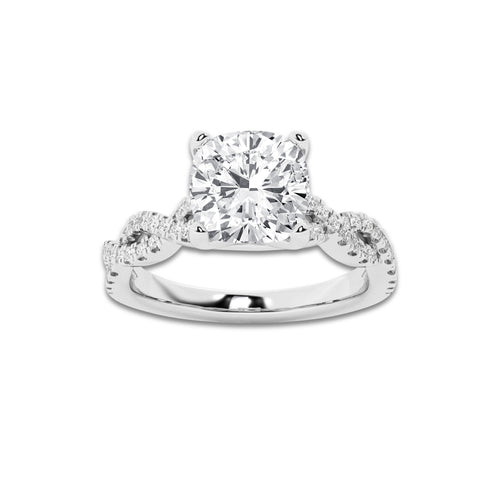 5.29 ctw Cushion Lab-Grown Diamond Twisted Shank Engagement Ring in Platinum for Women | D Color, VVS1 Clarity, IGI Certified 5.00 ct Center Diamond