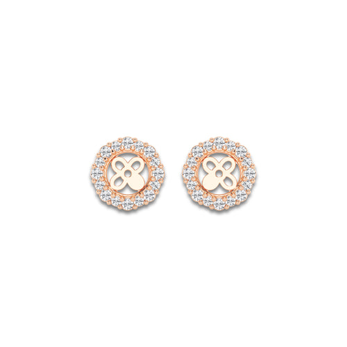 1/2 ctw Round Lab Grown Diamond Halo Earring Jackets 14K Rose Gold, DE, VS1