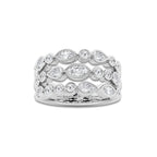 1 1/2 ctw Marquise, Pear and Round Lab Grown Diamond Three Row Bezel Band Platinum, DE, VS1