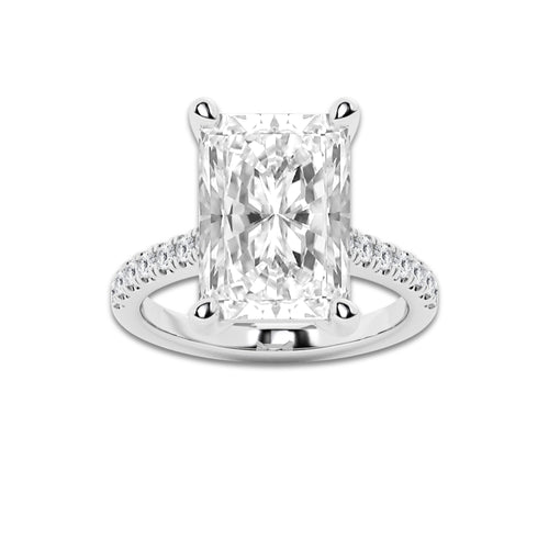 8.48 ctw Radiant Lab-Grown Diamond Hidden Halo Side Stone Engagement Ring in 18K White Gold for Women | Colorless D, VVS1 Clarity, IGI Certified 8.00 ct Center Diamond