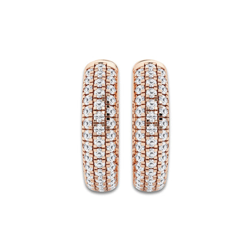 1 1/2 ctw Round Lab Grown Diamond Pave Hoop Earrings 14K Rose Gold, DE, VS1