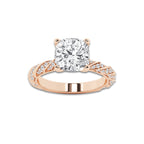 4.42 ctw Cushion Lab-Grown Diamond Twisted Band Engagement Ring in 14K Rose Gold for Women | Colorless D, VVS1 Clarity, IGI Certified 4.00 ct Center Diamond