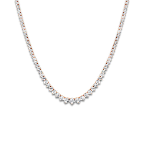 10 ctw Round Lab Grown Diamond Graduated Riviera Necklace 14K Rose Gold, DE, VS1