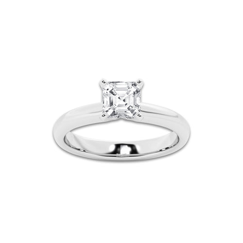 1.00 ctw Asscher Lab-Grown Diamond Minimalist Engagement Ring in Platinum for Women | E Color, VS1 Clarity, IGI Certified