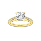 1.91 ctw Cushion Lab-Grown Diamond Pave Engagement Ring in 14K Yellow Gold for Women | E Color, VS1 Clarity, IGI Certified 1.50 ct Center Diamond
