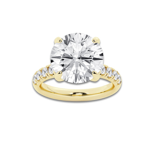 8.55 ctw Round Lab-Grown Diamond Pave Engagement Ring in 14K Yellow Gold for Women | E Color, VS1 Clarity, IGI Certified 8.00 ct Center Diamond