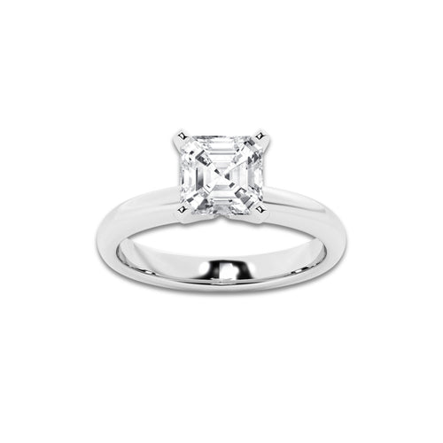 2.00 ctw Asscher Lab-Grown Diamond Minimalist Engagement Ring in Platinum for Women | E Color, VS1 Clarity, IGI Certified