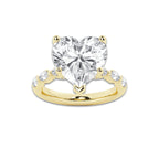 6.48 ctw Heart Lab-Grown Diamond Marquise Side Stone Engagement Ring in 14K Yellow Gold for Women | Colorless E, VS1 Clarity, IGI Certified 6.00 ct Center Diamond