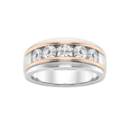 1 2/3 ctw Round Lab Grown Diamond Five-Stone Wedding Band 14K Two-Tone White & Rose Gold, DE, VS1