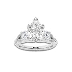 1.23 ctw Pear Lab-Grown Diamond Side Stone Engagement Ring in 14K White Gold for Women | Colorless E, VS1 Clarity, IGI Certified 0.75 ct Center Diamond