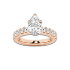 3.50 ctw Pear Lab-Grown Diamond Split-Prong Set Side Stone Engagement Ring in 14K Rose Gold for Women | Colorless E, VS1 Clarity, IGI Certified 2.50 ct Center Diamond