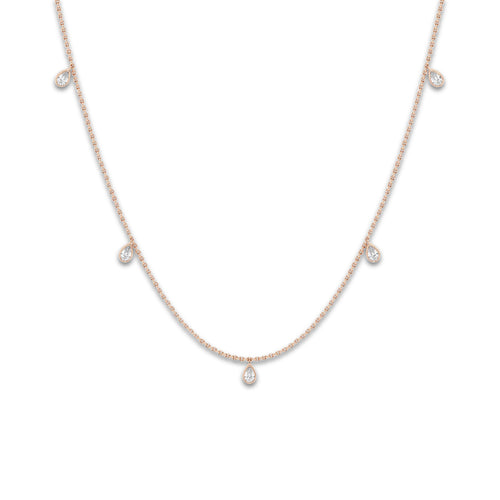 näas Romancing 1 ctw Pear Lab Grown Diamond Dangle Necklace with Adjustable Chain 14K Rose Gold, DE, VS1