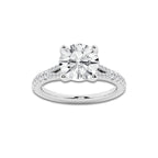 7.66 ctw Round Lab-Grown Diamond Split Shank Side Stone Engagement Ring in Platinum for Women | Colorless E, VS1 Clarity, IGI Certified 7.00 ct Center Diamond