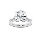 5.43 ctw Round Lab-Grown Diamond Pave Engagement Ring in 14K White Gold for Women | E Color, VS1 Clarity, IGI Certified 5.00 ct Center Diamond