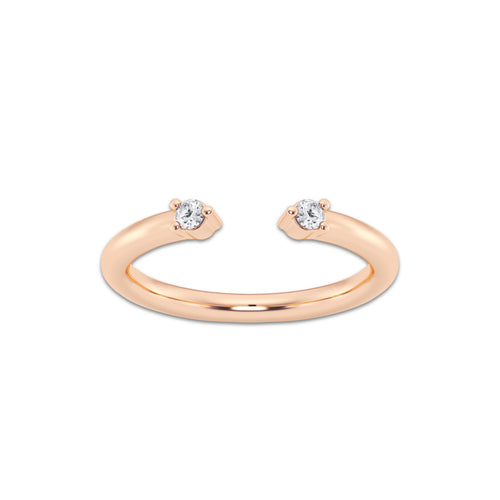 Angelina 1/10 ctw Round Lab Grown Diamond Nesting Two Stone Wedding Band 14K Rose Gold, DE, VS1