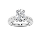 3.00 ctw Oval Lab-Grown Diamond Split-Prong Set Side Stone Engagement Ring in 14K White Gold for Women | Colorless E, VS1 Clarity, IGI Certified 2.00 ct Center Diamond