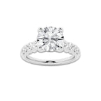 2.04 Ct Round Lab-Grown Diamond Half Eternity Engagement Ring in Platinum for Female, Colorless (D), VVS1 Clarity | IGI Certified, 1.50 Ct Center Diamond