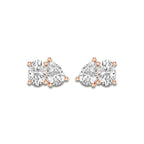 1 1/2 ctw Toi Et Moi Oval and Pear Stud Earrings 14K Rose Gold, E, VS1 | IGI Certified