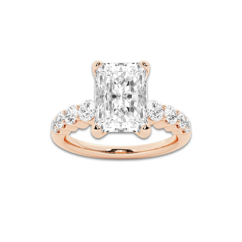 2.54 ctw Radiant Lab-Grown Diamond Side Stone Engagement Ring in 14K Rose Gold for Women | Colorless D, VVS1 Clarity, IGI Certified 2.00 Ct Center Diamond