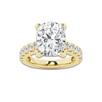 8.00 ctw Elongated Cushion Lab-Grown Diamond Split-Prong Set Side Stone Engagement Ring in 14K Yellow Gold for Women | Colorless E, VS1 Clarity, IGI Certified 7.00 ct Center Diamond
