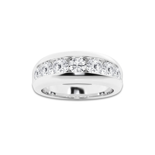 2 ctw Round Lab Grown Diamond Men's Channel Set Wedding Band 14K White Gold, DE, VS1