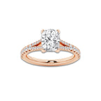 1.83 ctw Elongated Cushion Lab-Grown Diamond Split Shank Side Stone Engagement Ring in 14K Rose Gold for Women | Colorless D, VVS1 Clarity, IGI Certified 1.50 ct Center Diamond