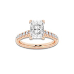 2.90 ctw Radiant Lab-Grown Diamond Pave Engagement Ring in 14K Rose Gold for Women | D Color, VVS1 Clarity, IGI Certified 2.50 ct Center Diamond
