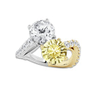 6 3/4 ctw Fancy Yellow Round Lab Grown Diamond Bypass Ring 14K Two-Tone White & Yellow Gold | 3 ct Center