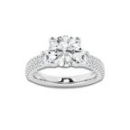 4.00 ctw Round Lab-Grown Diamond Three Stone Double Row Engagement Ring in Platinum for Women | D Color, VVS1 Clarity, IGI Certified 3.00 ct Center Diamond