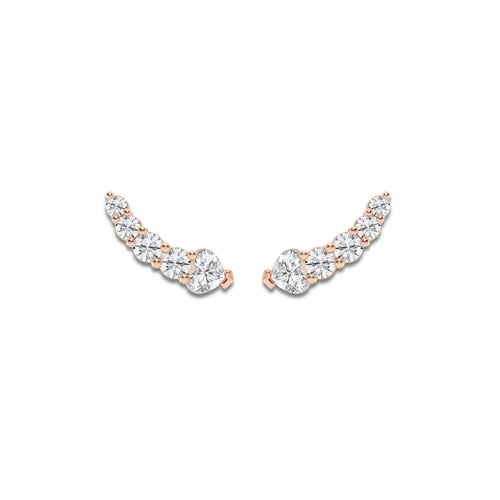 5/8 ctw Heart Lab Grown Diamond Petite Ear Climber Earrings 14K Rose Gold, DE, VS1
