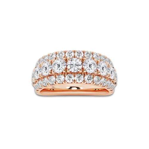 Waltz 2 1/5 ctw Round Lab Grown Diamond Triple Row Band 14K Rose Gold, DE, VS1