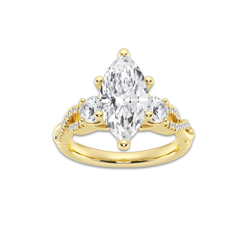 7.61 ctw Marquise Lab-Grown Diamond Side Stone Engagement Ring in 14K Yellow Gold for Women | Colorless E, VS1 Clarity, IGI Certified 7.00 ct Center Diamond