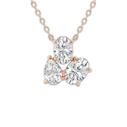 1 ¼ ctw Mosaic Oval and Pear Pendant 14K Rose Gold, DE, VS1 | 1/2 ct Center
