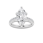 4.43 ctw Marquise Lab-Grown Diamond Pave Engagement Ring in Platinum for Women | E Color, VS1 Clarity, IGI Certified 4.00 ct Center Diamond