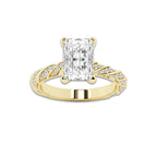 2.94 ctw Radiant Lab-Grown Diamond Twisted Band Engagement Ring in 14K Yellow Gold for Women | Colorless E, VS1 Clarity, IGI Certified 2.50 ct Center Diamond