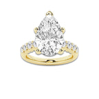 8.66 ctw Pear Lab-Grown Diamond Side Stone Engagement Ring in 14K Yellow Gold for Women | Colorless E, VS1 Clarity, IGI Certified 8.00 Ct Center Diamond