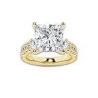 7.96 ctw Princess Lab-Grown Diamond Three Stone Double Row Engagement Ring in 14K Yellow Gold for Women | E Color, VS1 Clarity, IGI Certified 7.00 ct Center Diamond