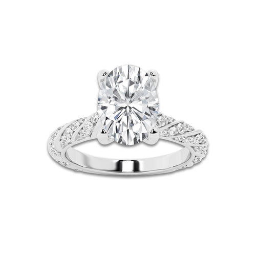1.94 ctw Oval Lab-Grown Diamond Twisted Band Engagement Ring in Platinum for Women | Colorless E, VS1 Clarity, IGI Certified 1.50 ct Center Diamond