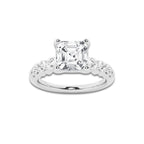 2.54 Ct Asscher Lab-Grown Diamond Half Eternity Engagement Ring in Platinum for Female, Colorless (E), VS1 Clarity | IGI Certified, 2.00 Ct Center Diamond