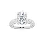2.54 ctw Oval Lab-Grown Diamond Side Stone Engagement Ring in 14K White Gold for Women | Colorless D, VVS1 Clarity, IGI Certified 2.00 Ct Center Diamond