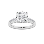 3.54 ctw Round Lab-Grown Diamond Side Stone Engagement Ring in 14K White Gold for Women | Colorless D, VVS1 Clarity, IGI Certified 3.00 Ct Center Diamond