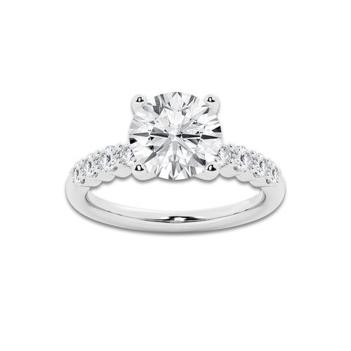 3.54 ctw Round Lab-Grown Diamond Side Stone Engagement Ring in 14K White Gold for Women | Colorless D, VVS1 Clarity, IGI Certified 3.00 Ct Center Diamond